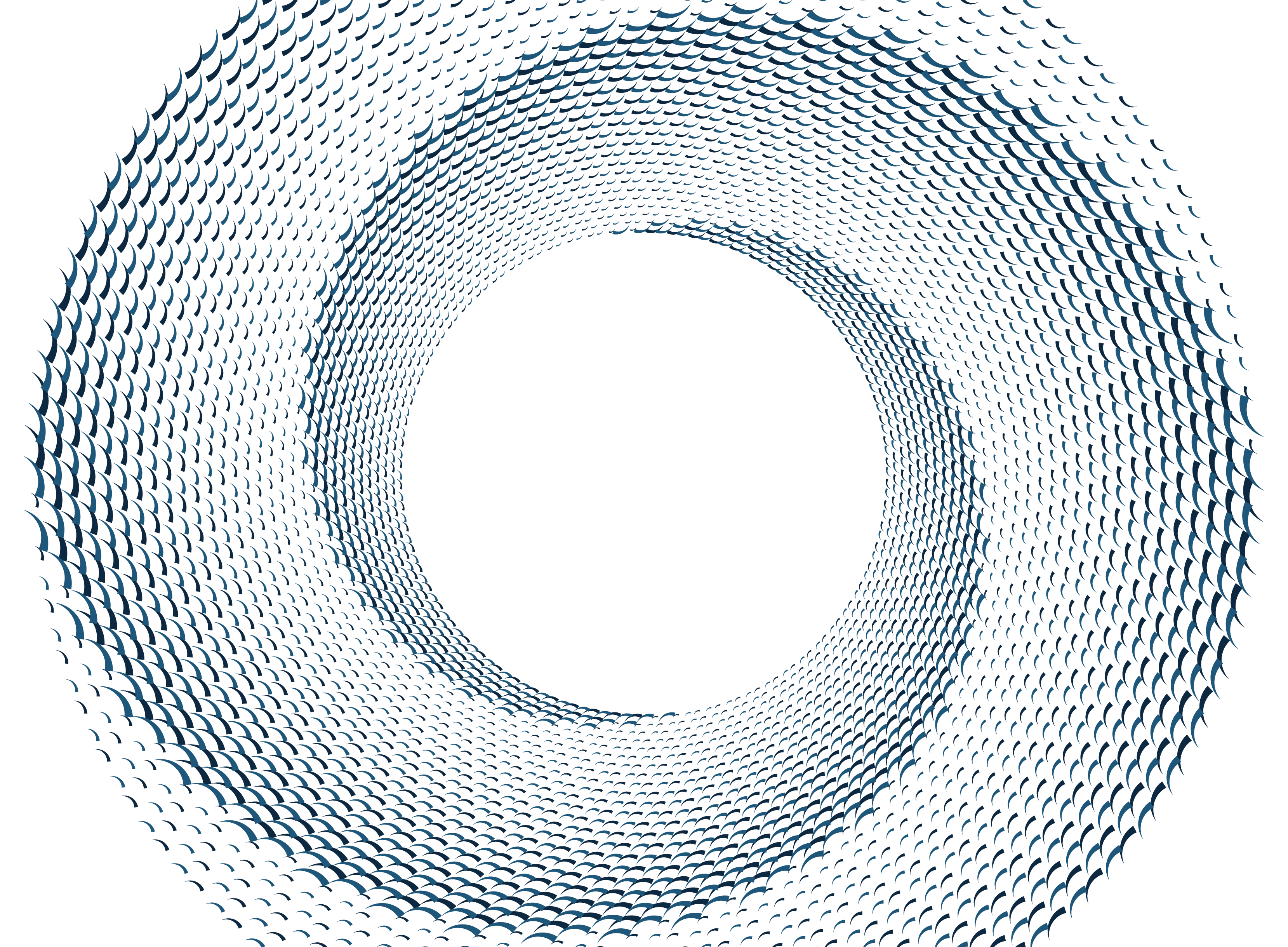 A group of circles in the shape of a spiral