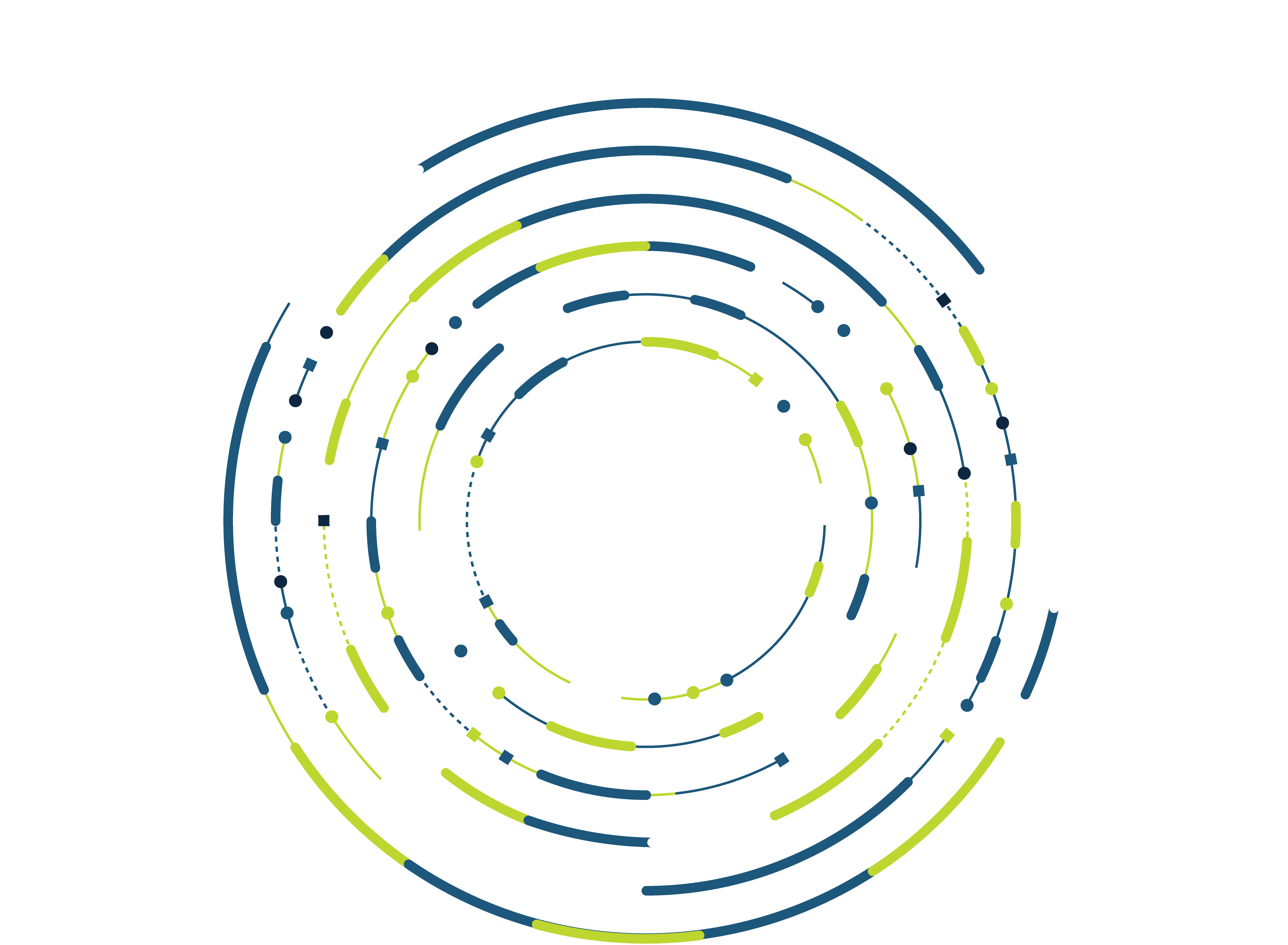 Abstract concentric circular lines in blue and green forming a layered radial pattern